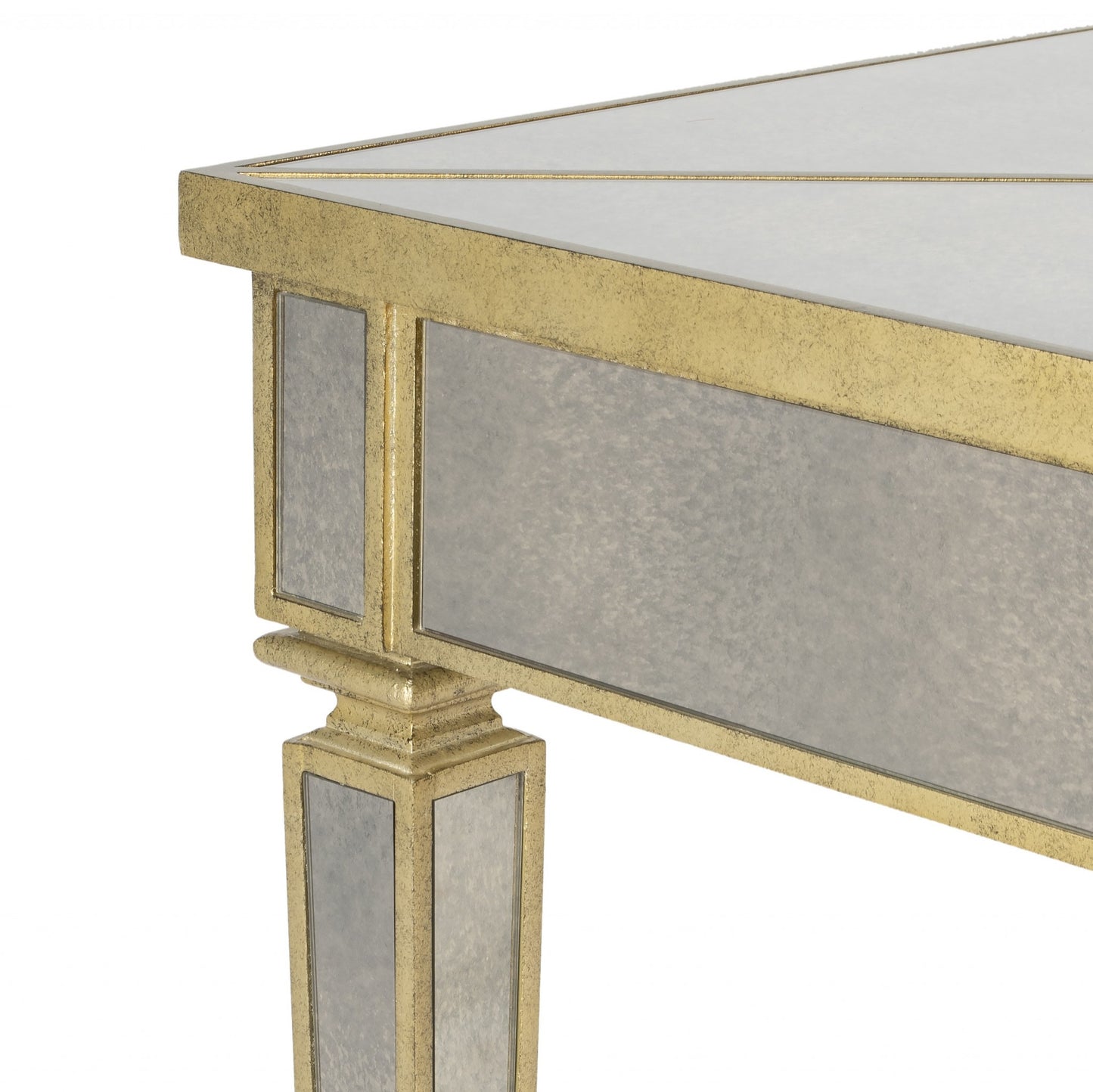 36" Brown and Silver Wood Coffee Table
