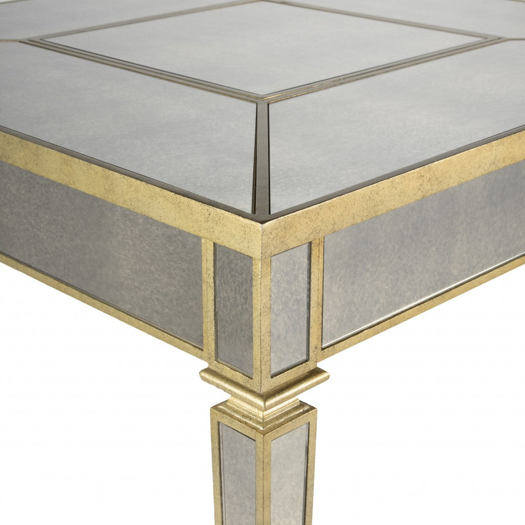 36" Brown and Silver Wood Coffee Table