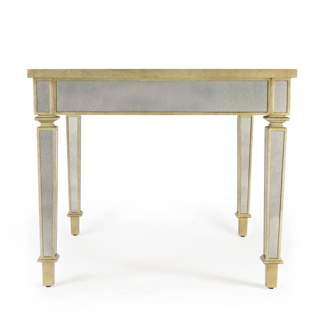 36" Brown and Silver Wood Coffee Table