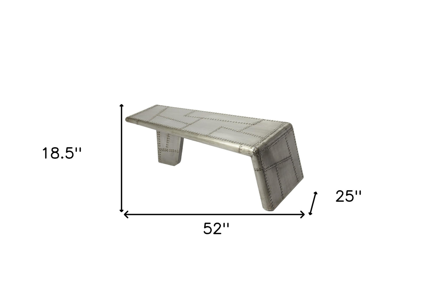 52" Gray Aluminum and Metal Frame Coffee Table
