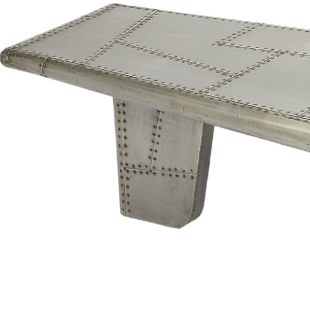 52" Gray Aluminum and Metal Frame Coffee Table