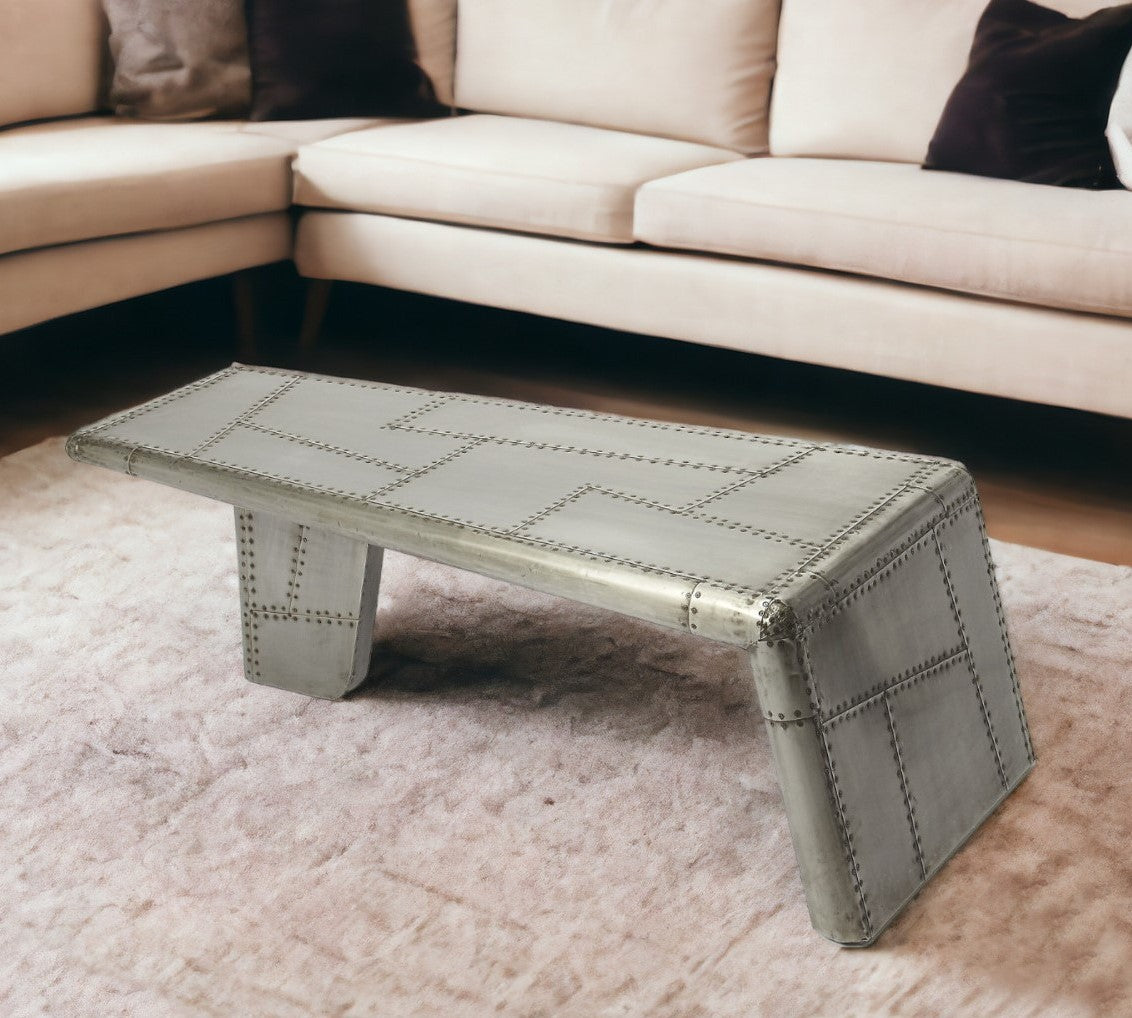 52" Gray Aluminum and Metal Frame Coffee Table