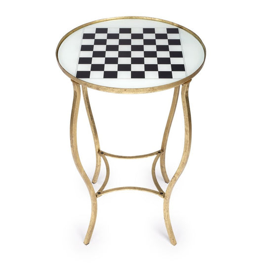 19" White and Gold Glass and Metal Round Coffee Table