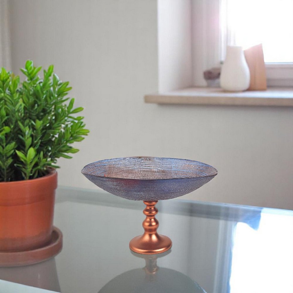 Handcrafted European Glass Centerpiece Low Footed Bowl