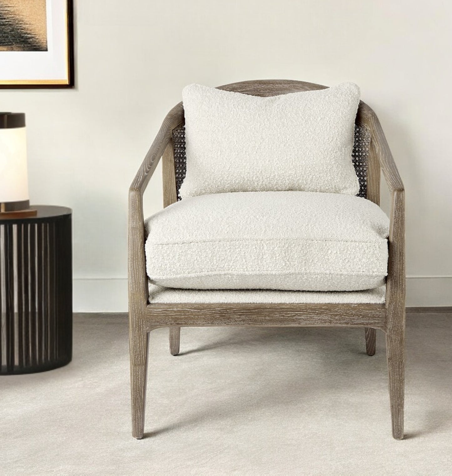29" Gray and Brown Fabric Arm Chair