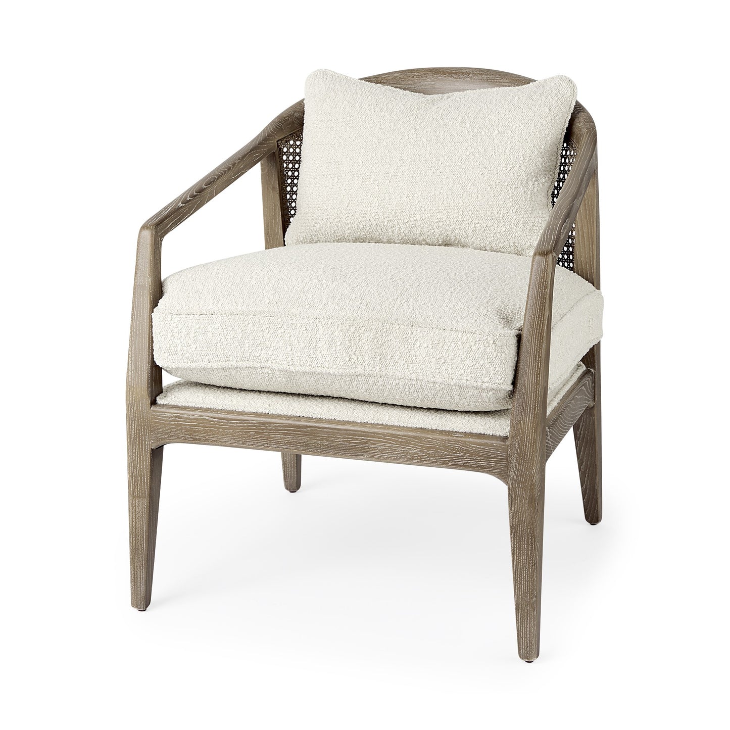 29" Gray and Brown Fabric Arm Chair