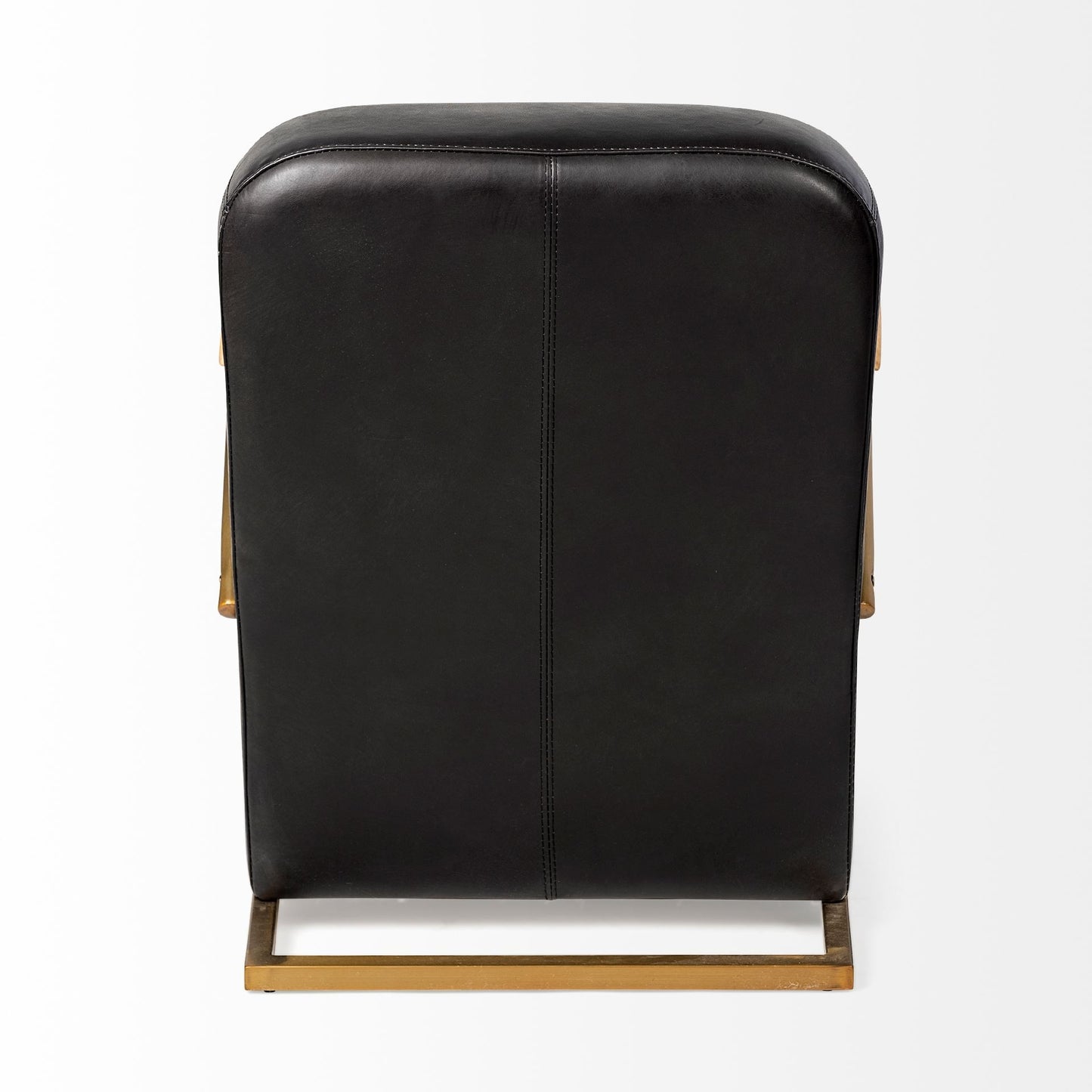 36" Black and Gold Leather Lounge Chair