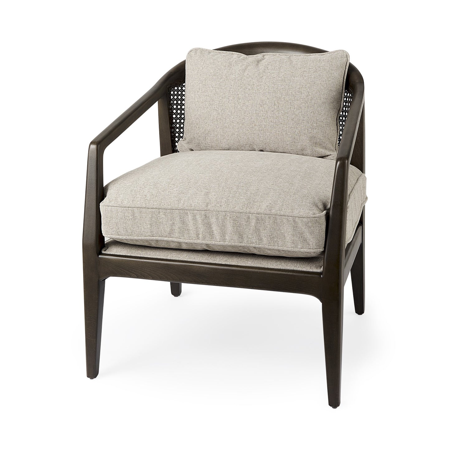 29" Gray and Brown Fabric Arm Chair