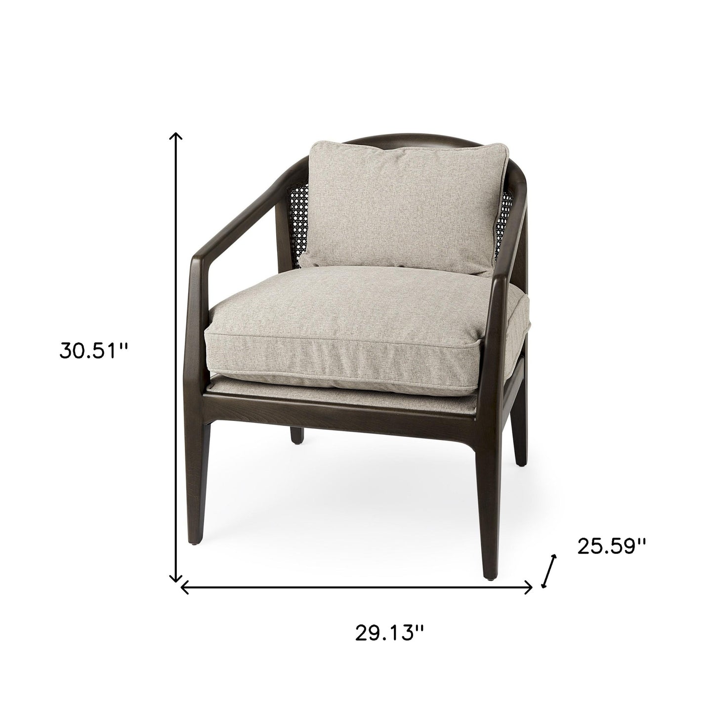29" Gray and Brown Fabric Arm Chair