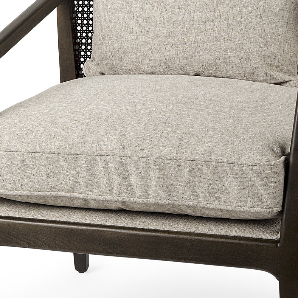 29" Gray and Brown Fabric Arm Chair