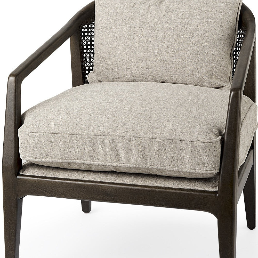 29" Gray and Brown Fabric Arm Chair