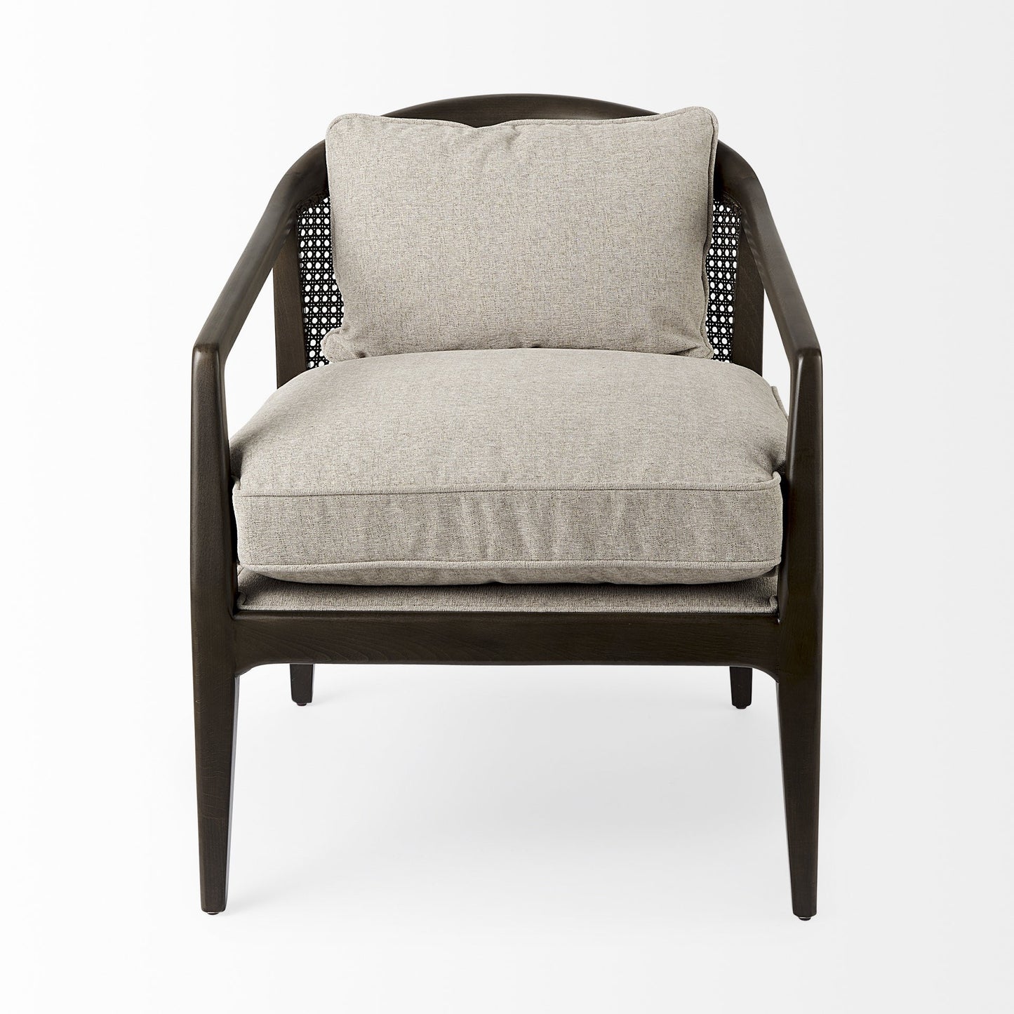 29" Gray and Brown Fabric Arm Chair