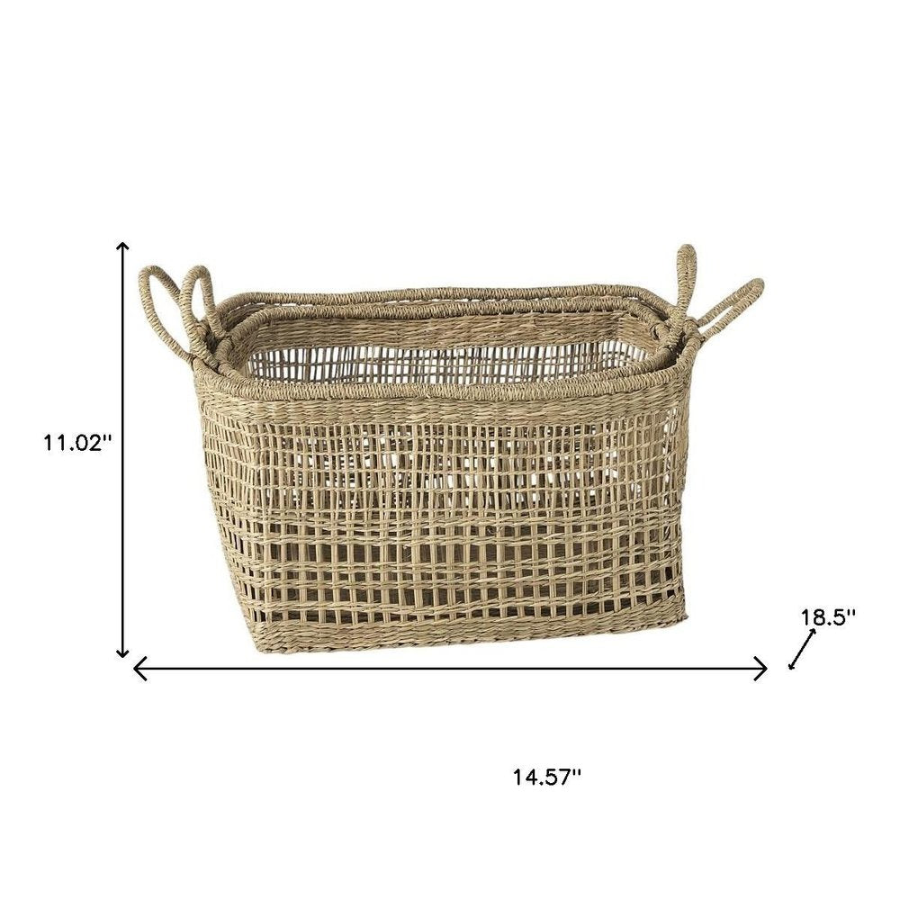 Set of Two Brown Wicker Basket