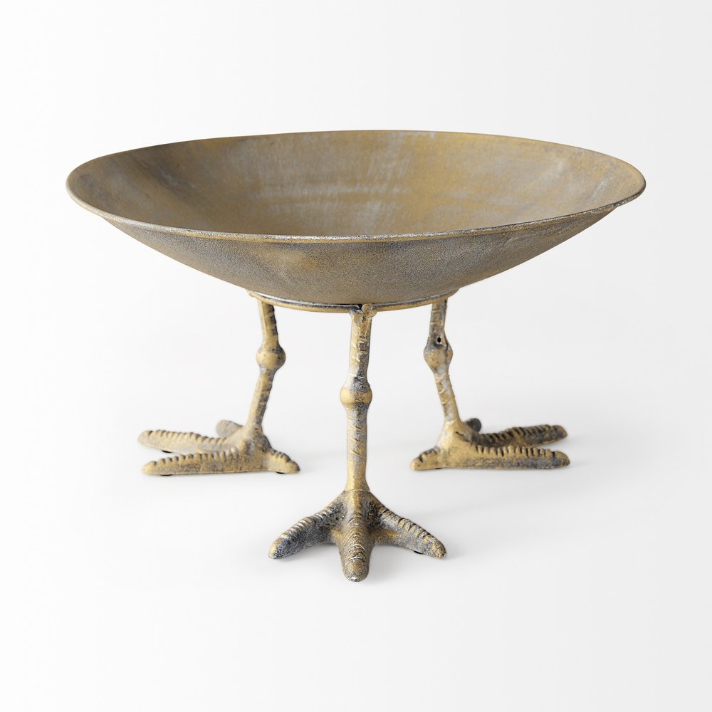 13" Gold Metal Round Centerpiece Bowl