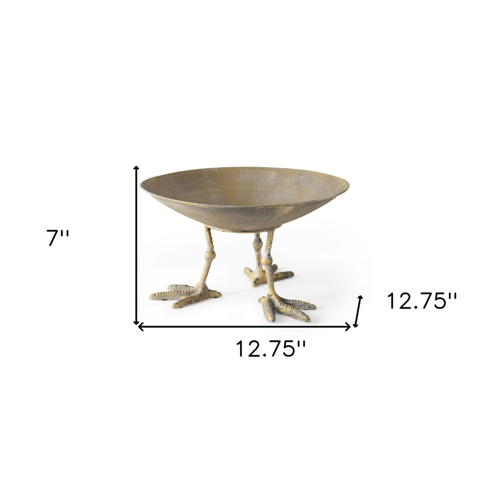 13" Gold Metal Round Centerpiece Bowl