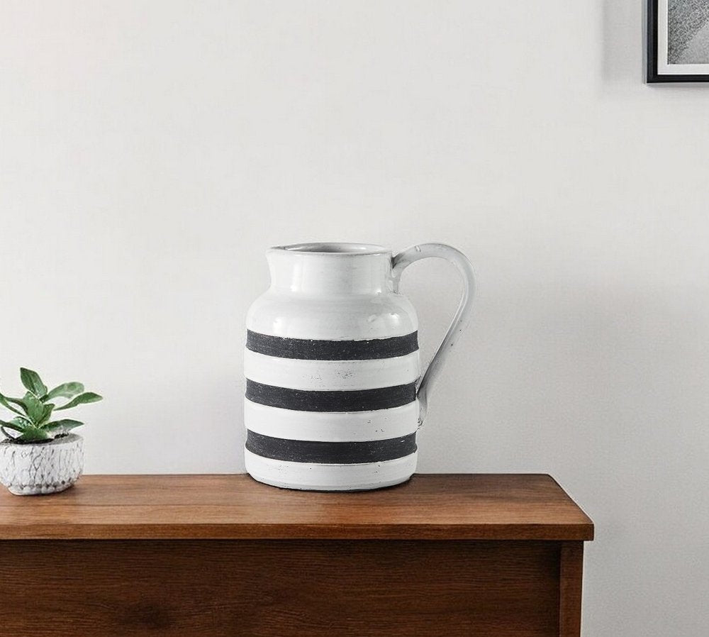 7" Blue And White Cylinder Ceramic Urns Jars