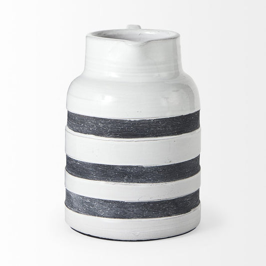 9" Blue And White Cylinder Ceramic Urns Jars