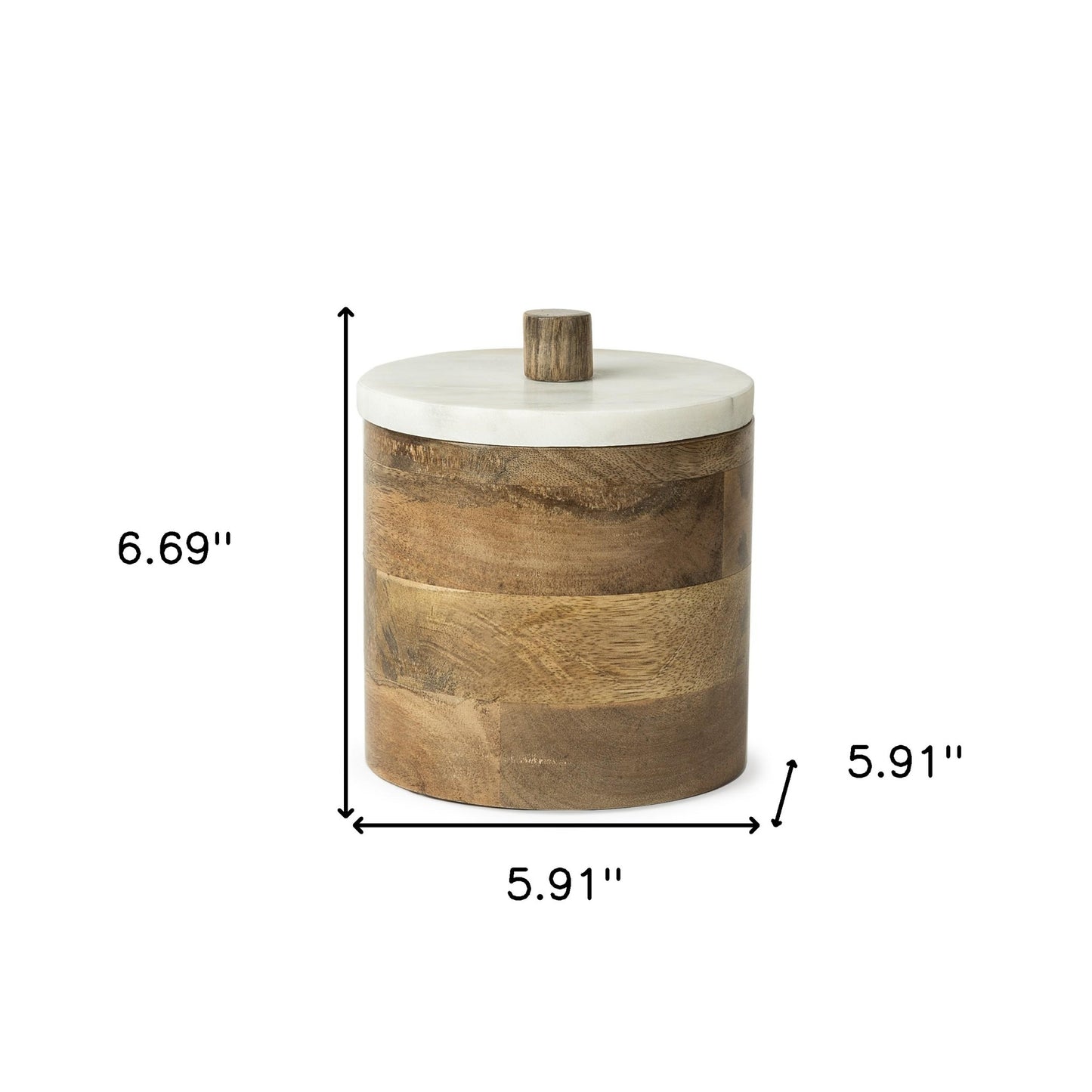 7" Brown Cylinder Solid Wood