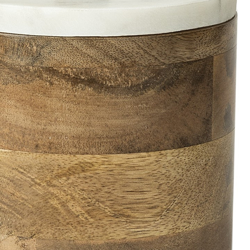 7" Brown Cylinder Solid Wood