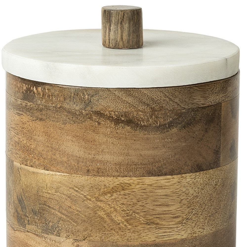 7" Brown Cylinder Solid Wood