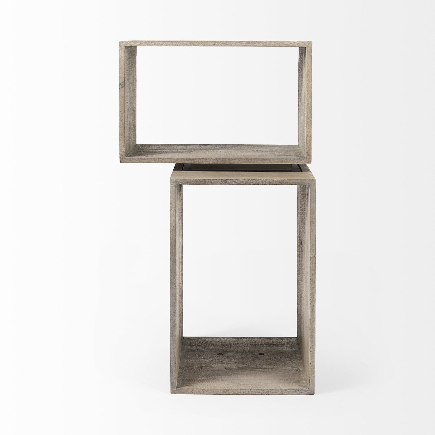 Set of Two Brown Solid and Manufactured Wood Two Tier Floating Bookcase
