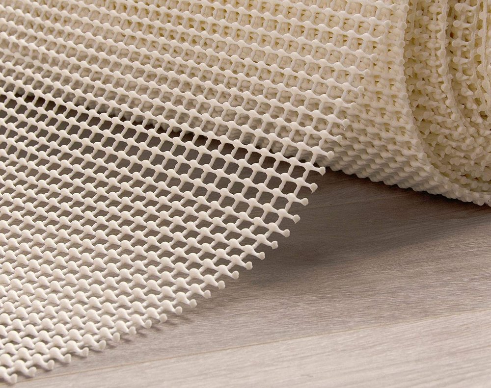 5' x 7' Ivory Striped Weave Non Slip Rug Pad