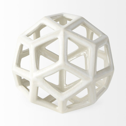 7" White Ceramic Decorative Orb Tabletop Sculpture