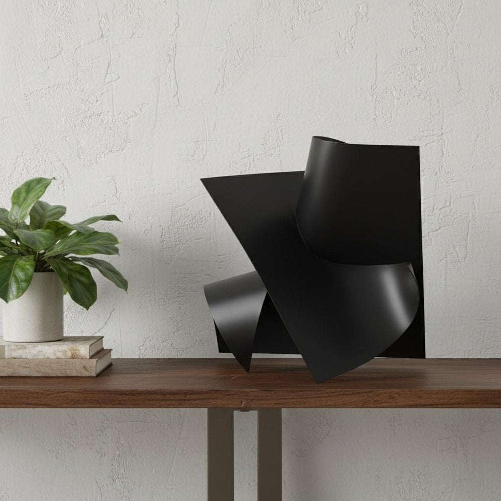 12" Contempo Antiqued Black Abstract Sculpture