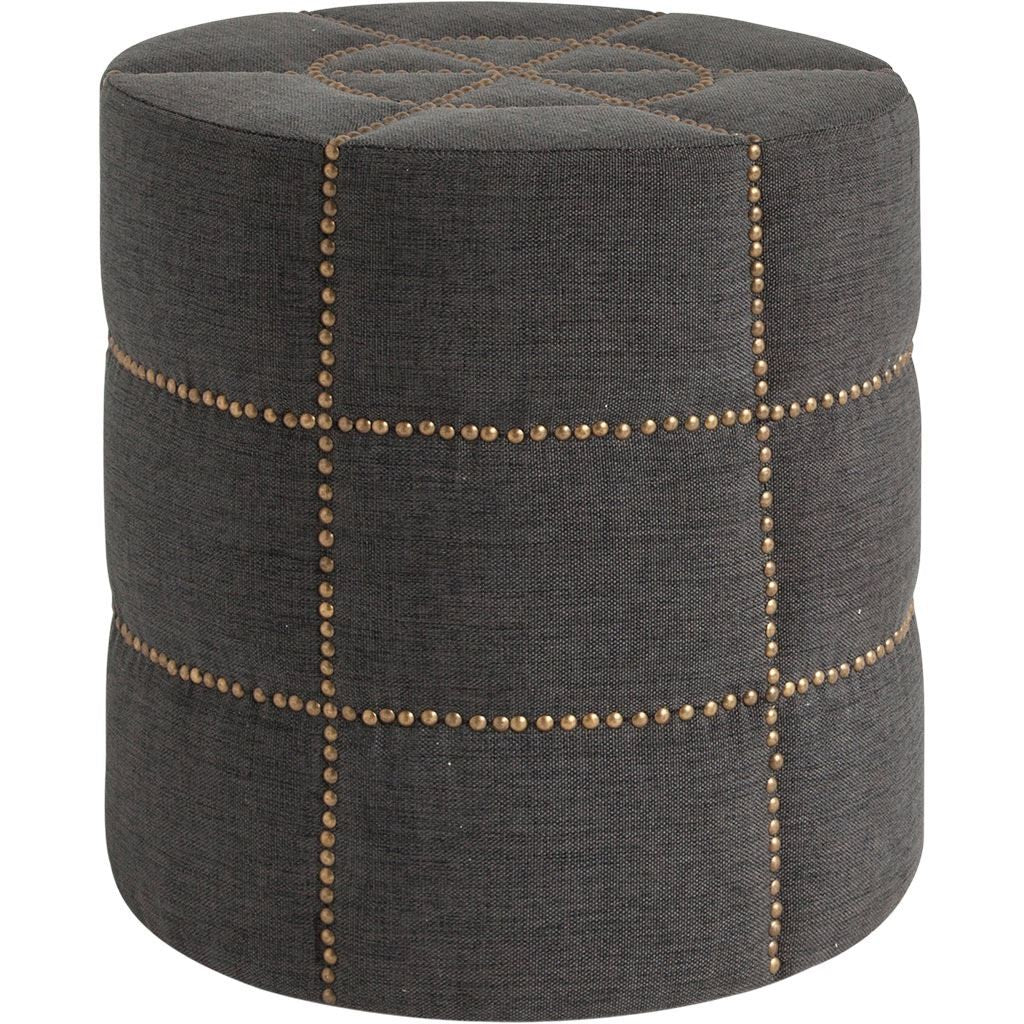 20" Gray Fabric Tufted Round Footstool