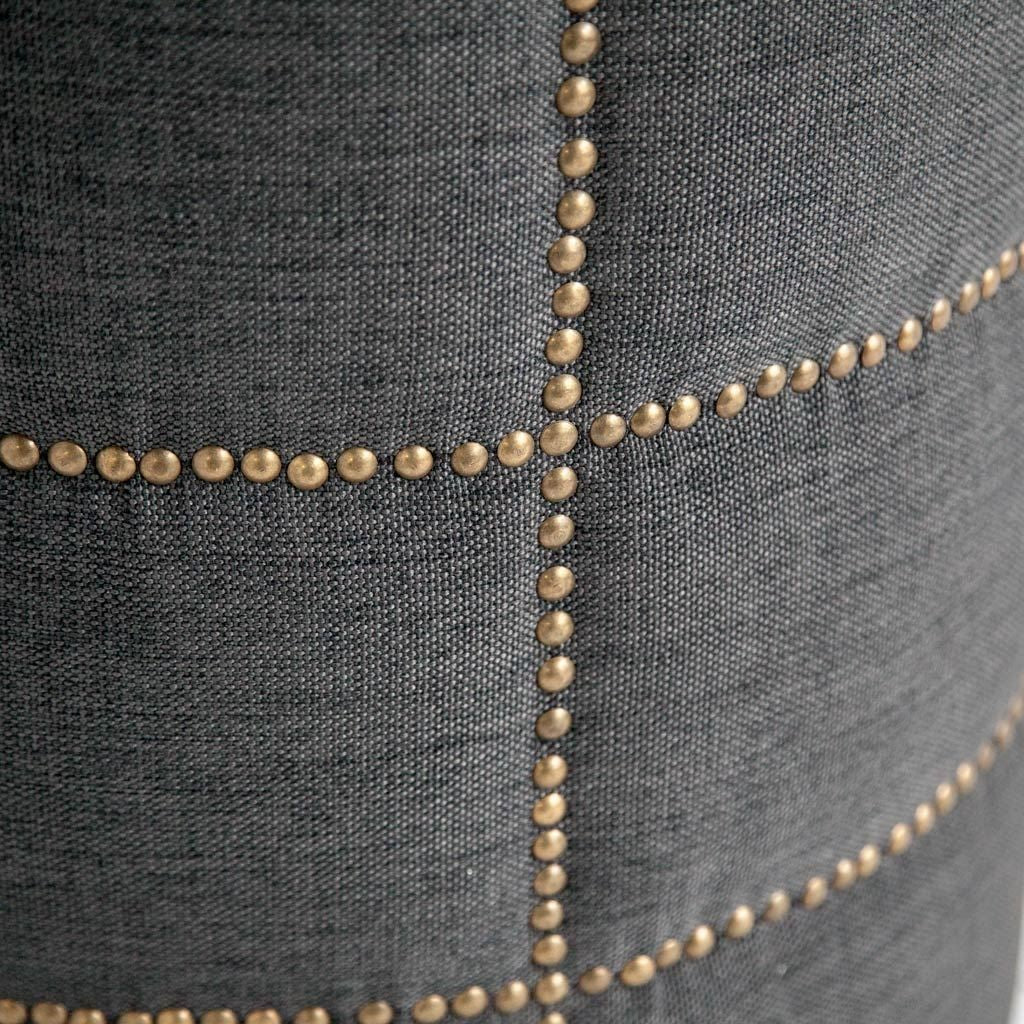 20" Gray Fabric Tufted Round Footstool