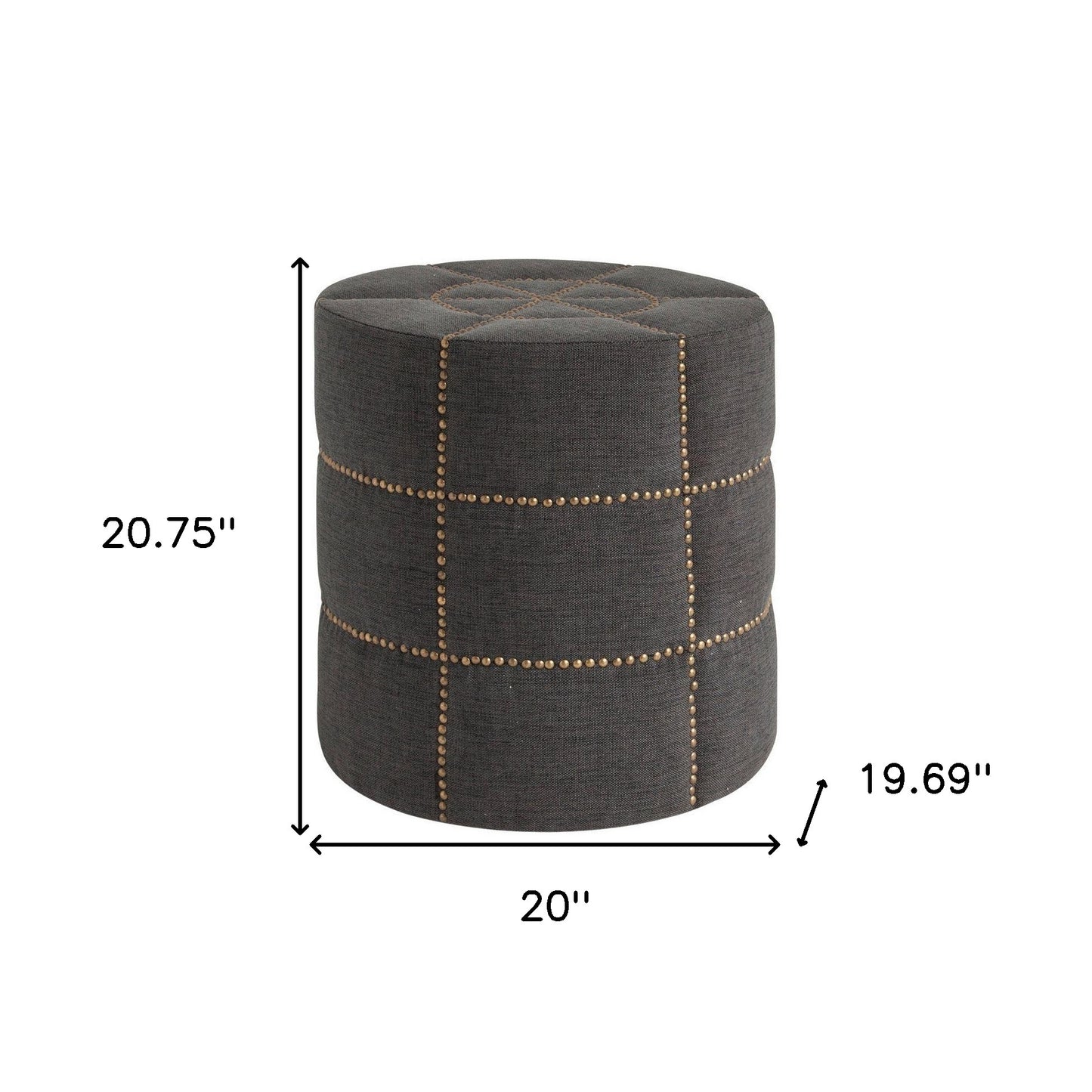 20" Gray Fabric Tufted Round Footstool