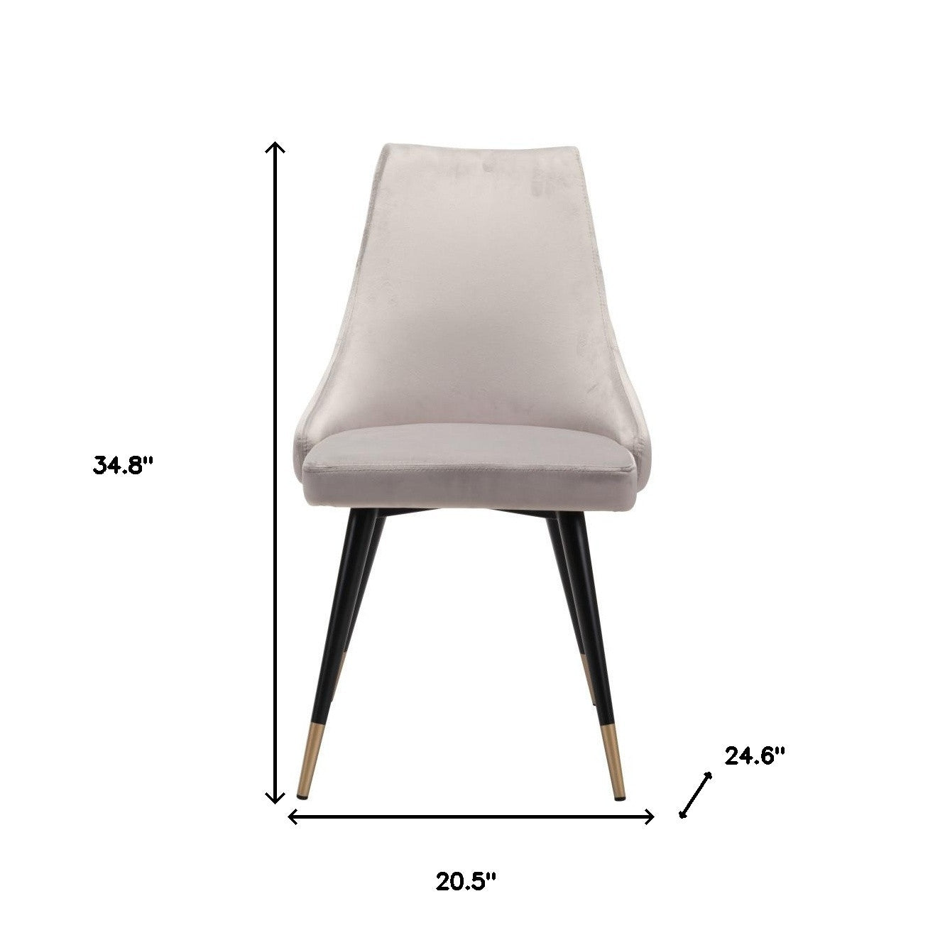 Set of Two Tufted Gray And Black Upholstered Velvet Windsor Back Dining Side Chairs