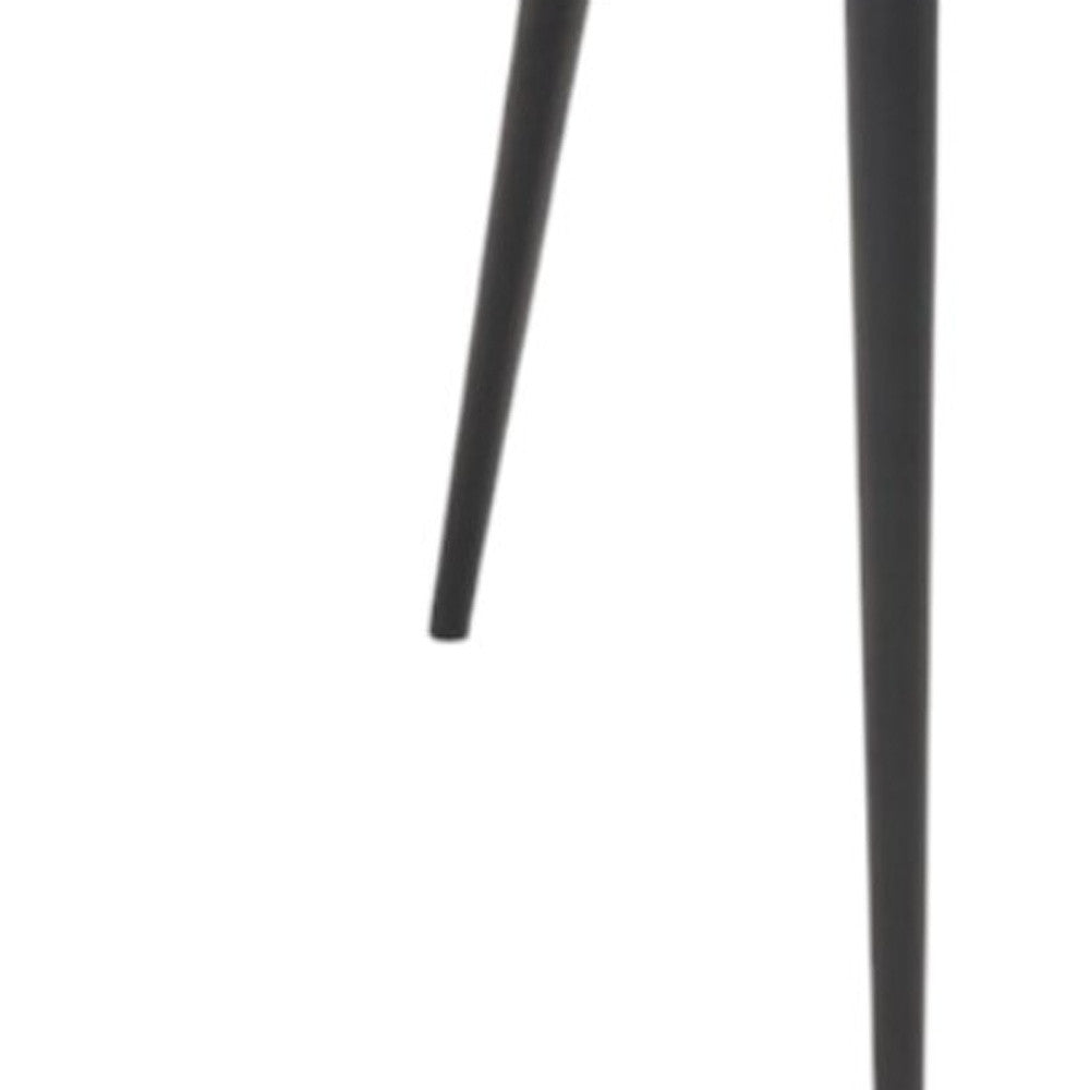 Set of Two Tufted Pink and Black Upholstered Velvet Wing Back Dining Side Chairs