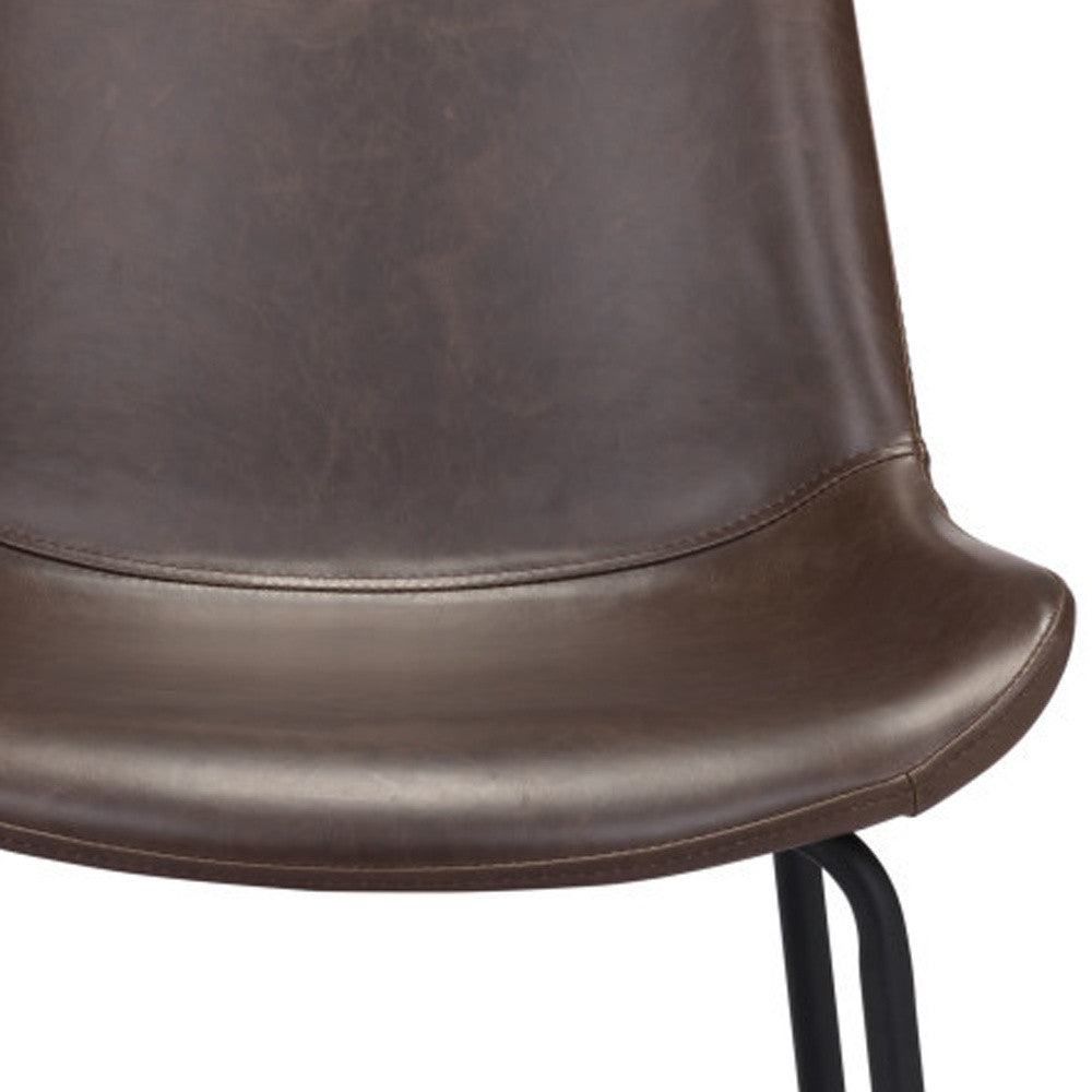 Set of Two Brown And Black Upholstered Faux Leather Dining Side Chairs
