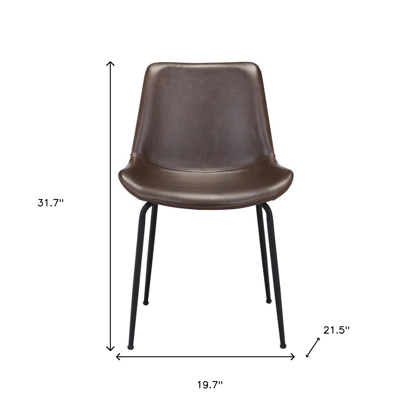 Set of Two Brown And Black Upholstered Faux Leather Dining Side Chairs