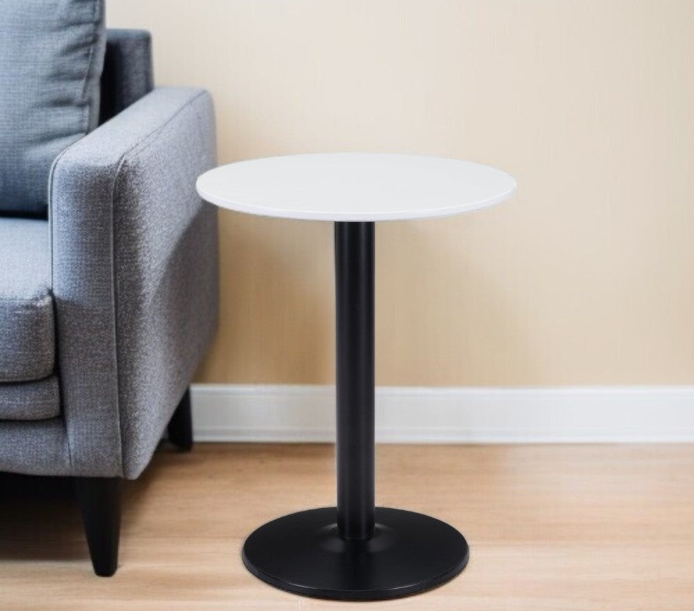 24" Black And White Round End Table