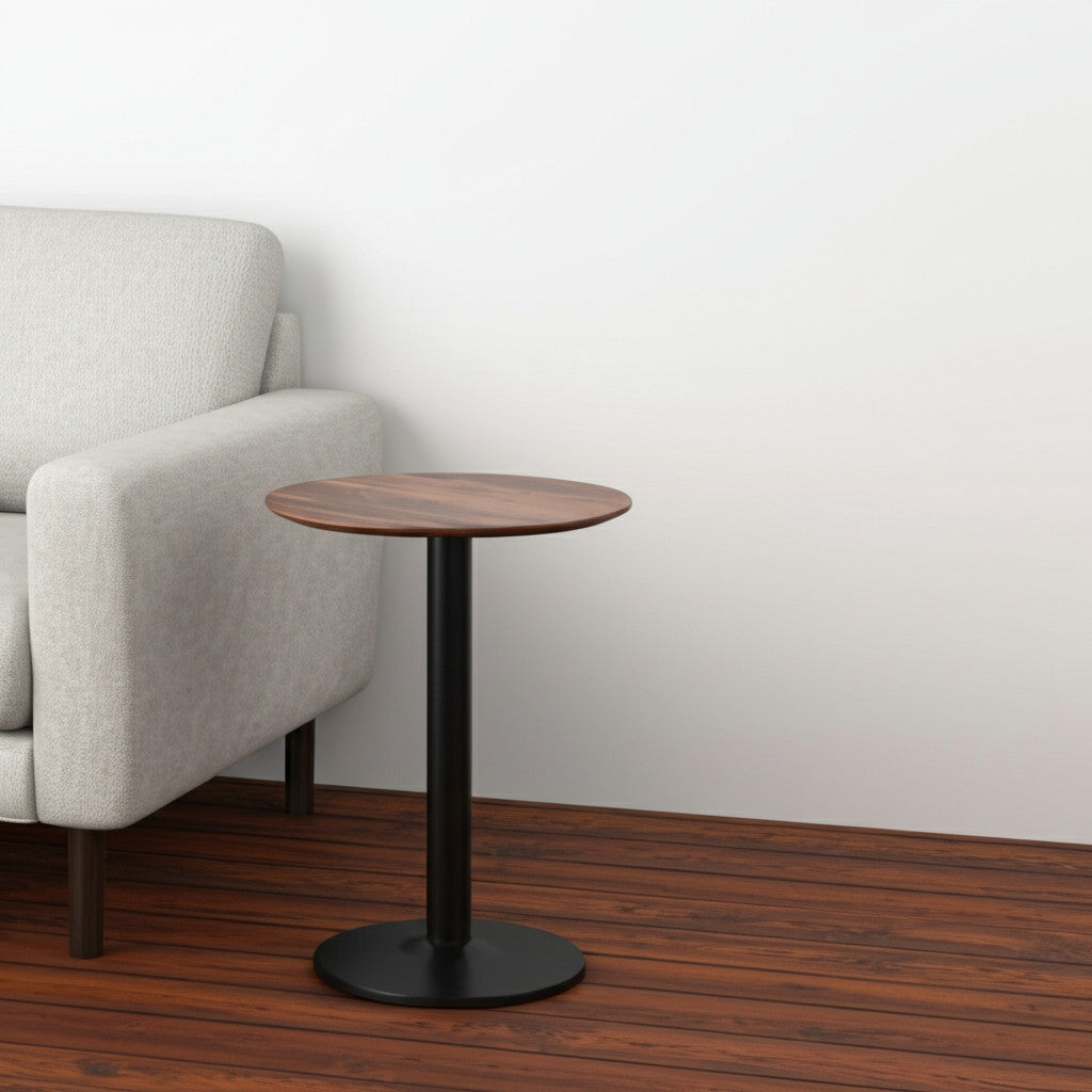 24" Black And Brown Round End Table
