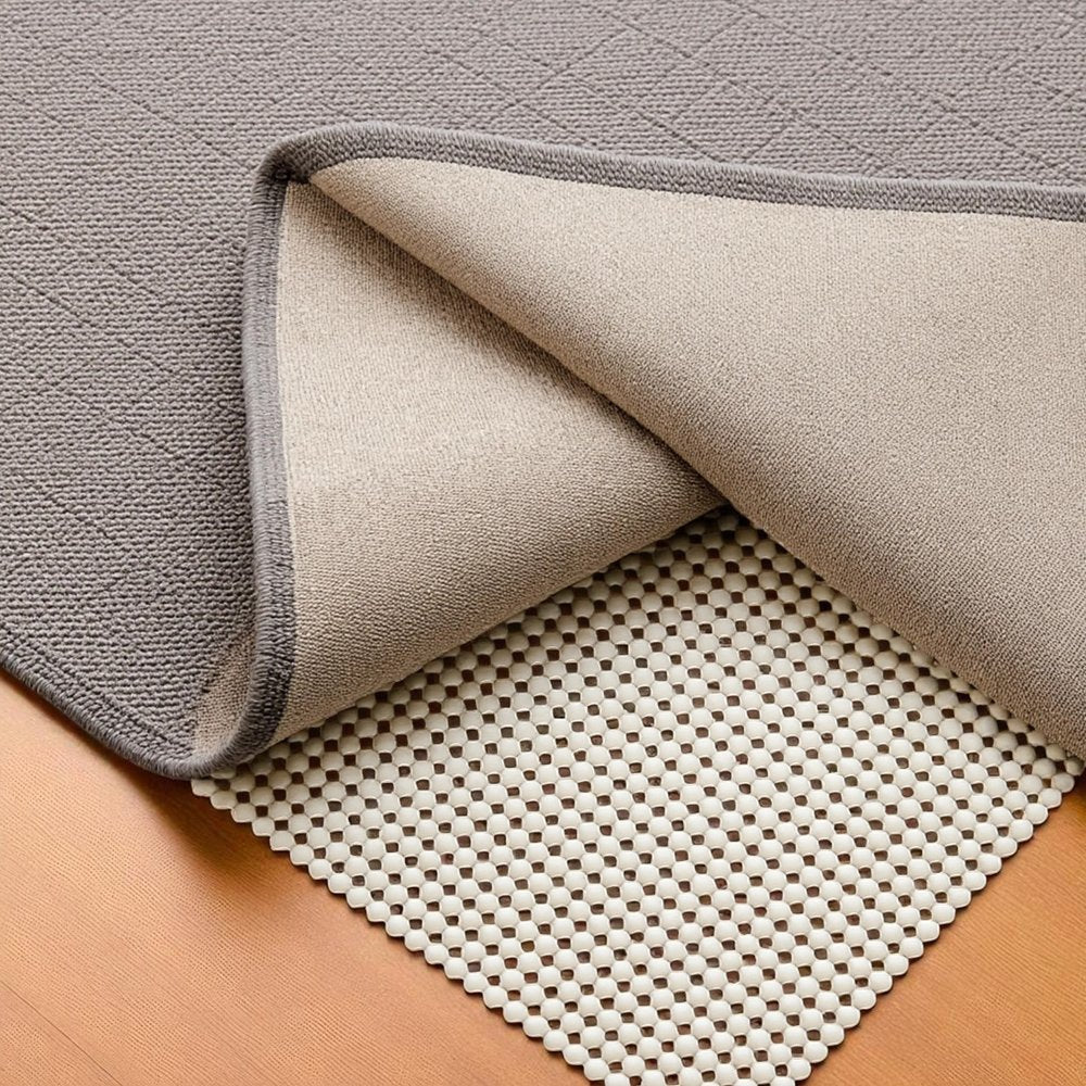 6' x 9' Ivory Striped Weave Non Slip Rug Pad