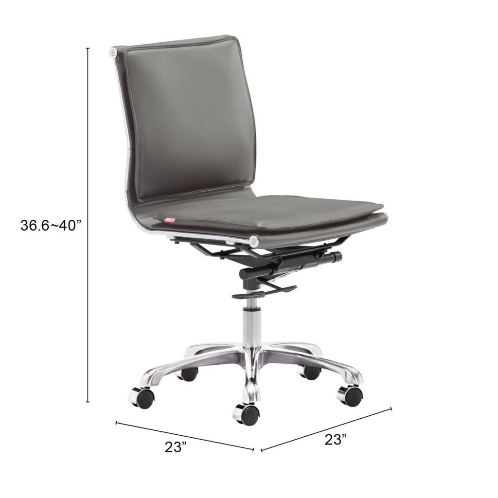 Gray and Silver Adjustable Swivel Faux Leather Rolling Executive Office Chair