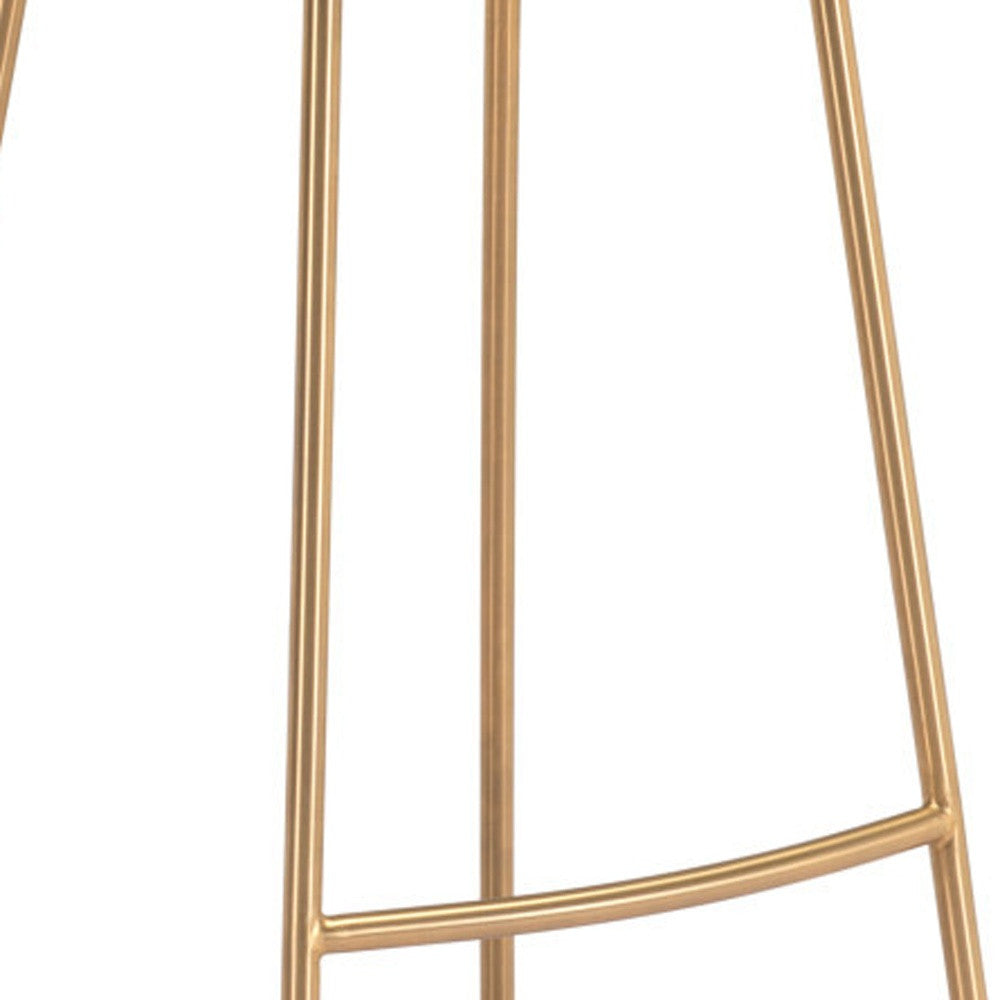 Set of Two 31" White And Gold Steel Backless Bar Height Bar Chairs