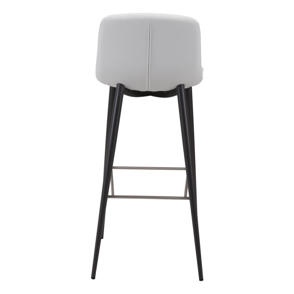 Set of Two 30" White And Black Steel Low Back Bar Height Bar Chairs