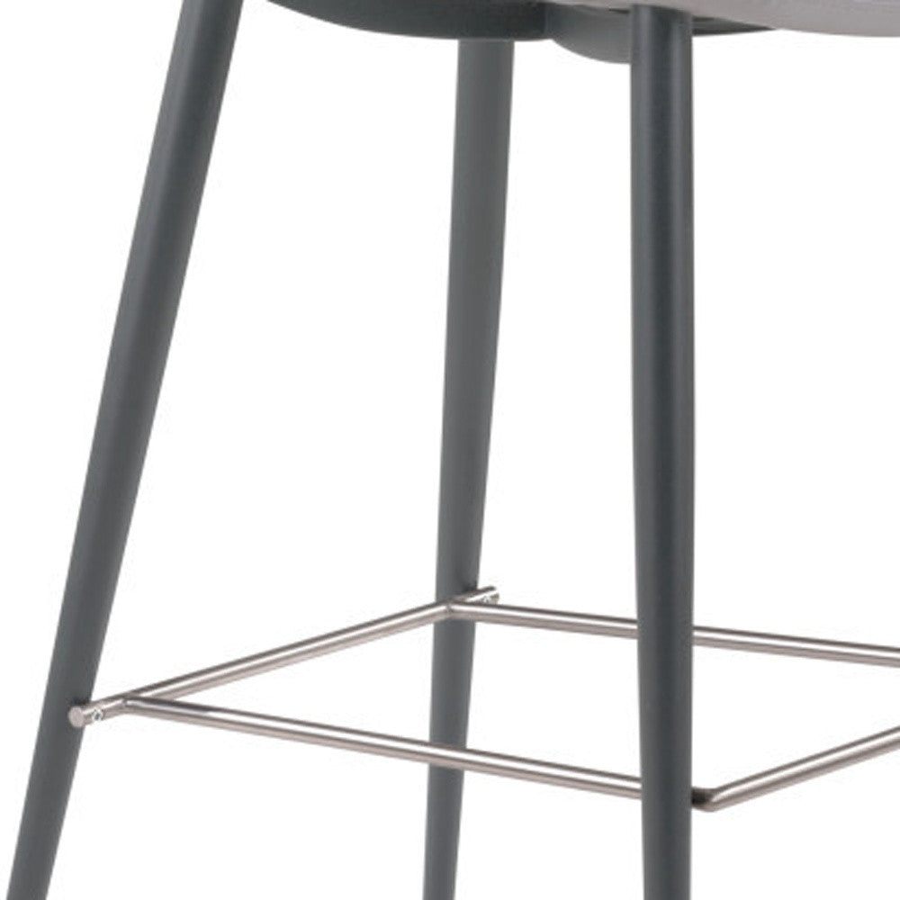 Set of Two 30" White And Black Steel Low Back Bar Height Bar Chairs