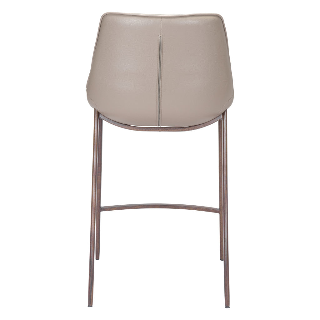 Set of Two 26" Gray and Brown Steel Low Back Counter Height Bar Chairs