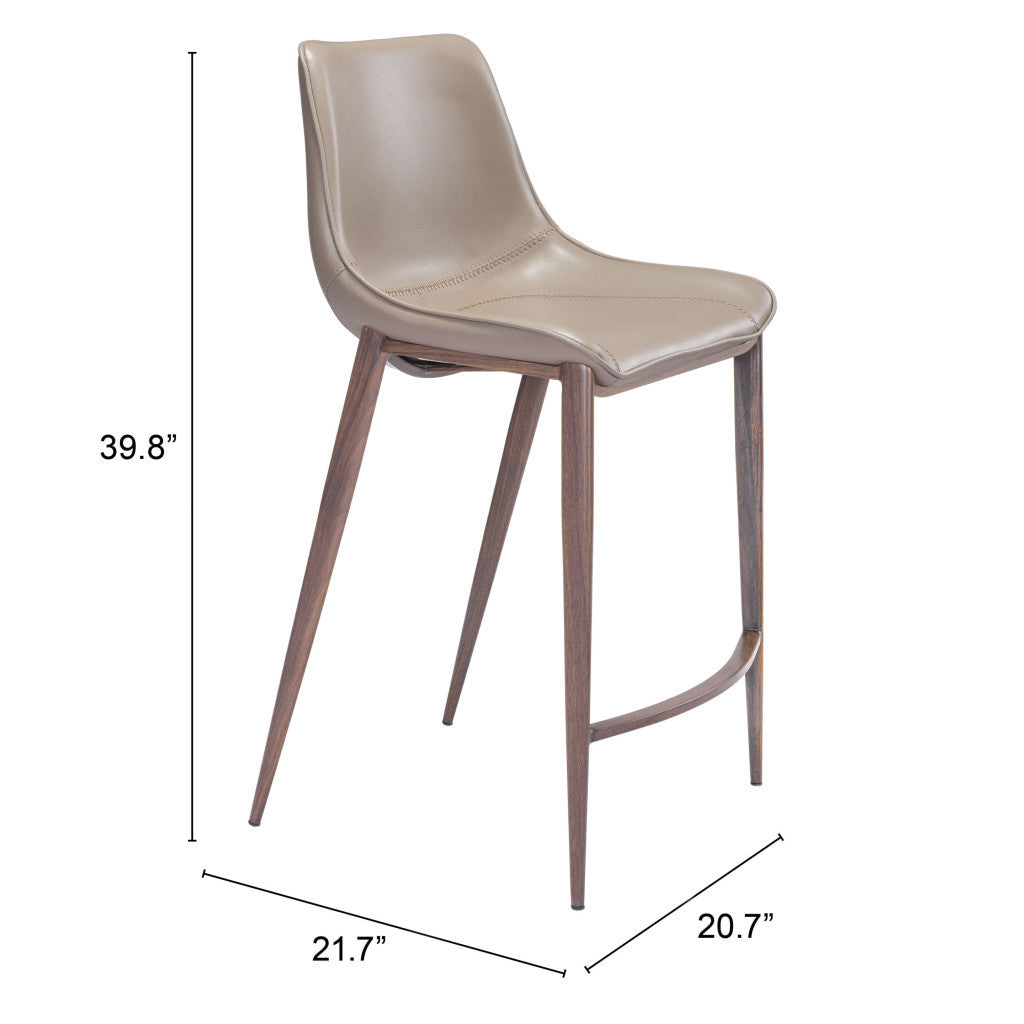 Set of Two 26" Gray and Brown Steel Low Back Counter Height Bar Chairs