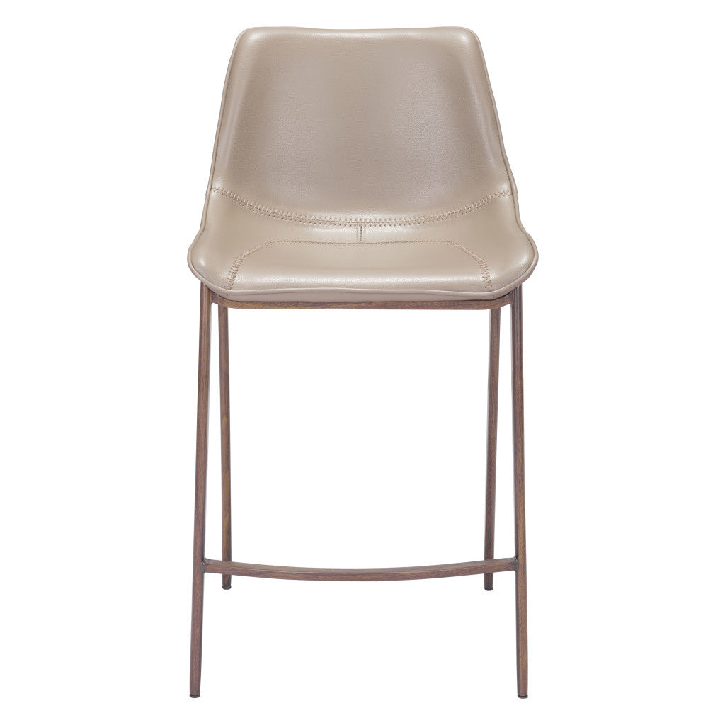Set of Two 26" Gray and Brown Steel Low Back Counter Height Bar Chairs