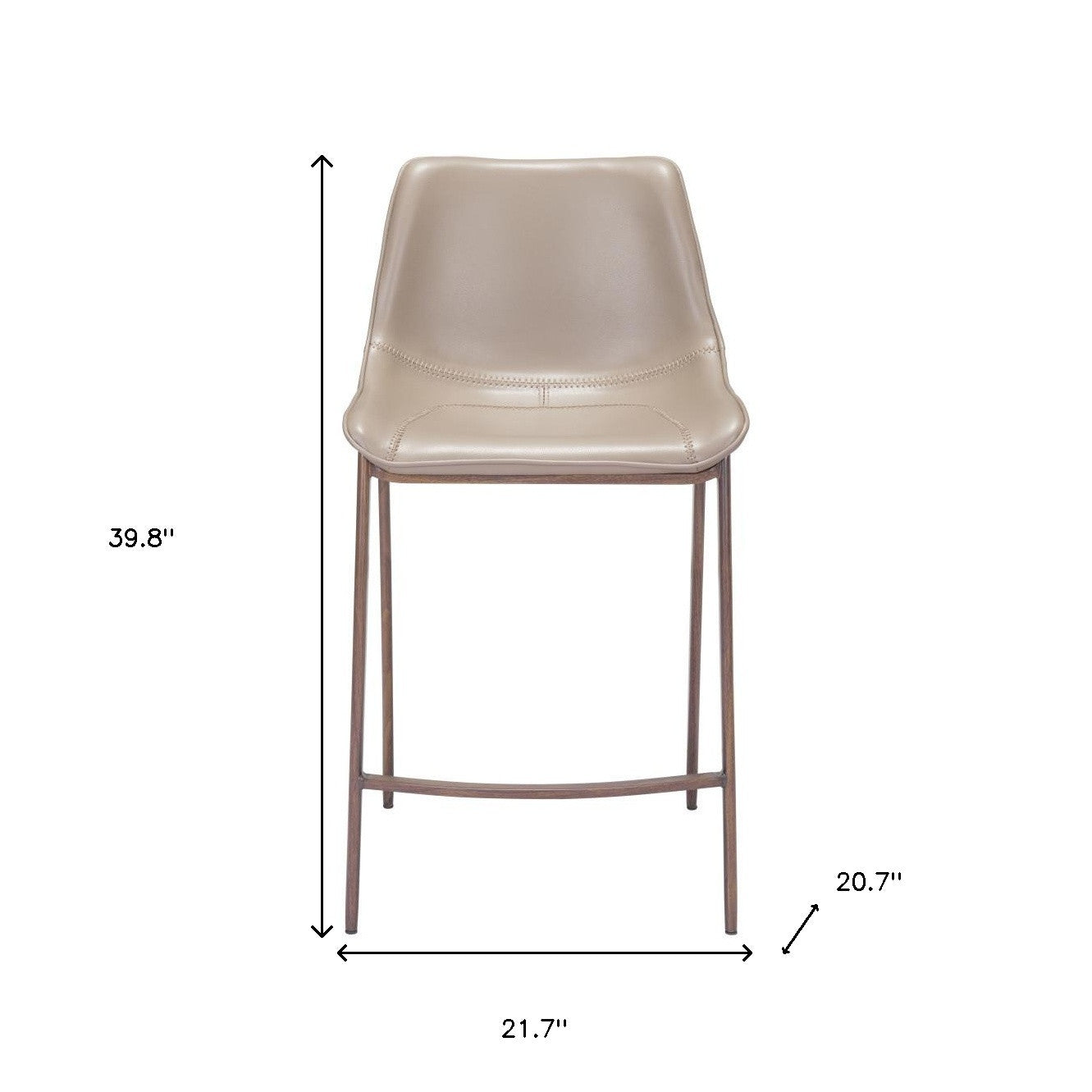 Set of Two 26" Gray and Brown Steel Low Back Counter Height Bar Chairs