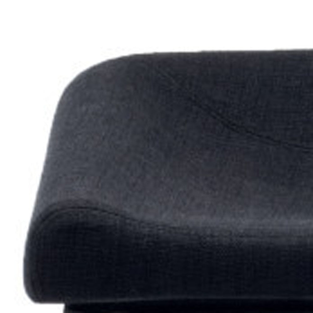 Set of Two 24" Black and Silver Fabric and Stainless Steel Backless Counter Height Bar Chairs