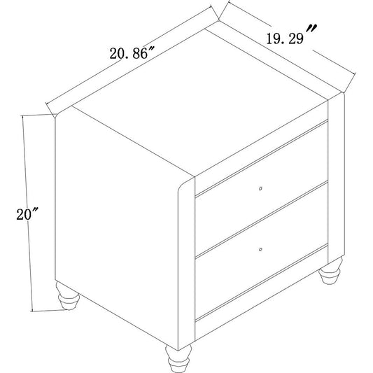 20" Beige Wood Two Drawer Nightstand