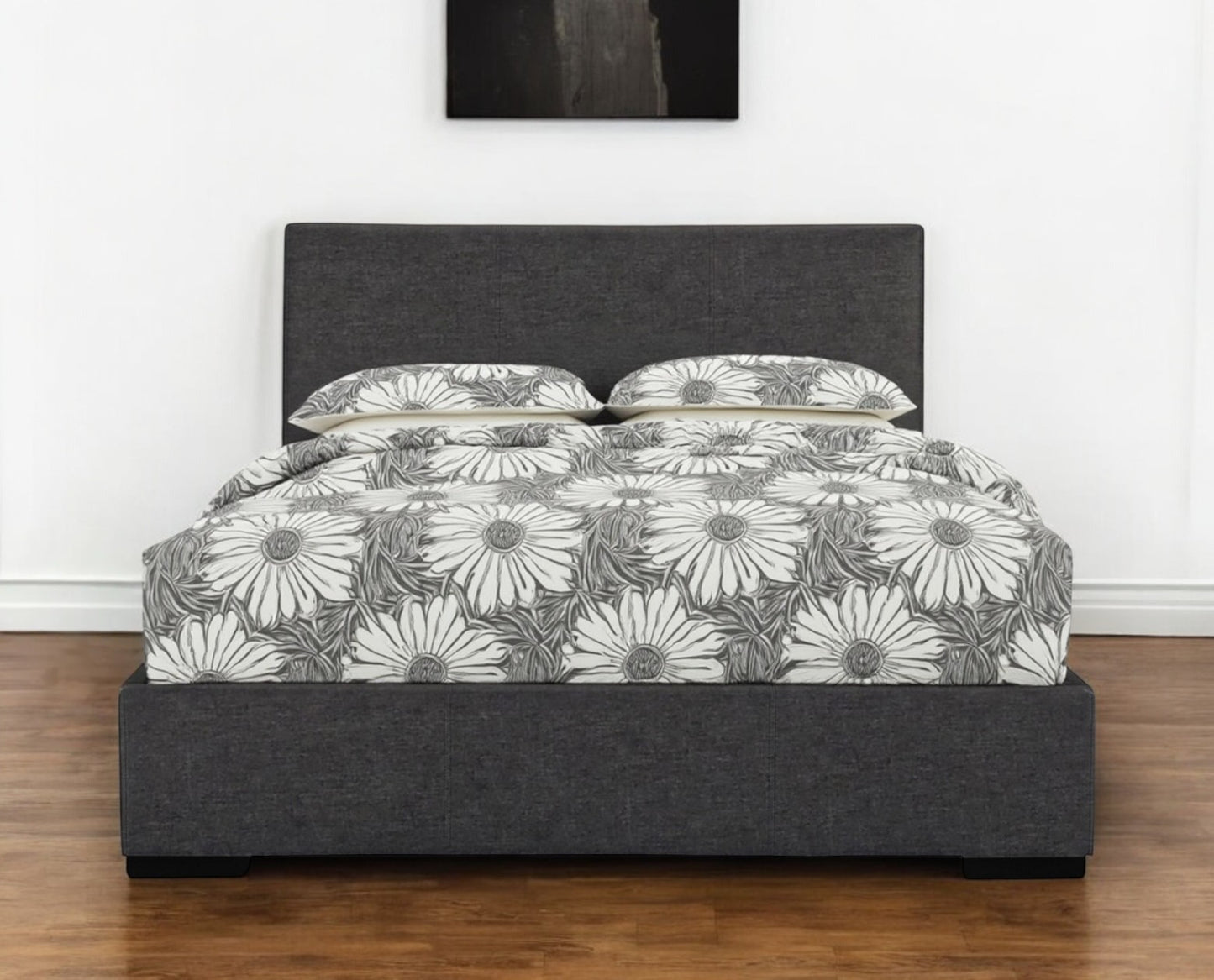 Black Faux Leather King Bed Frame