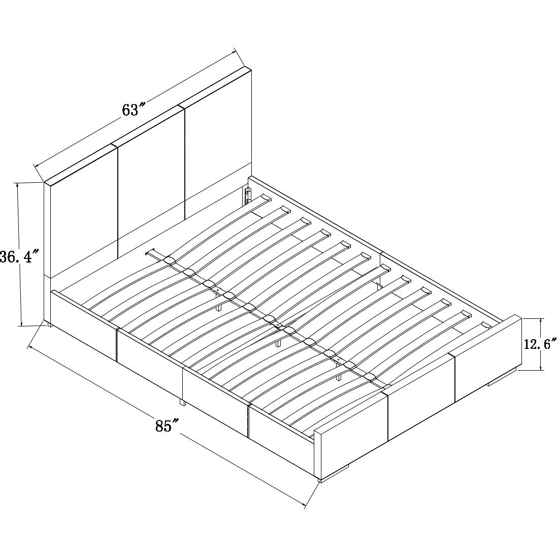 Black Faux Leather King Bed Frame